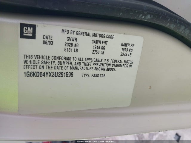 2003 CADILLAC DEVILLE 1G6KD54YX3U291598 Photo 8