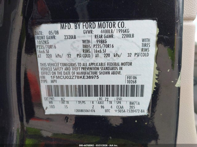 2008 FORD ESCAPE 1FMCU02Z78KE38975 Photo 8