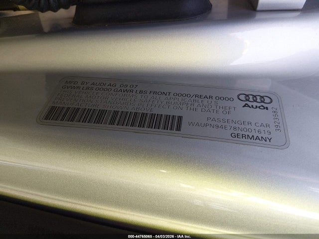 2008 AUDI S8 WAUPN94E78N001619 Photo 8