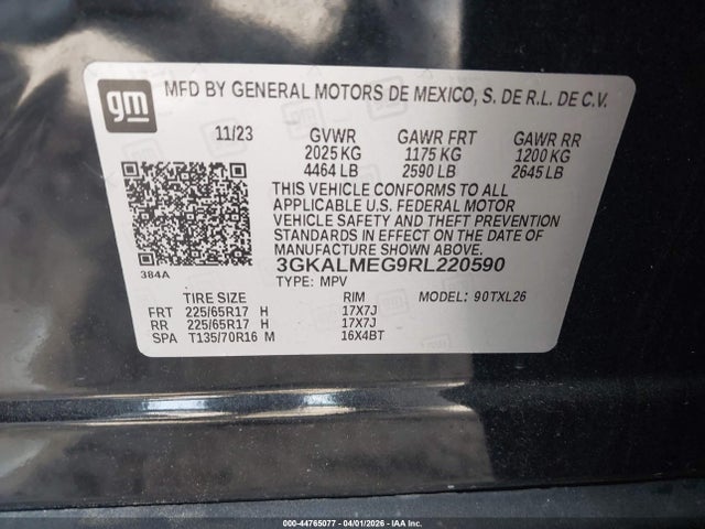 44765077 :رقم المزاد ، 3GKALMEG9RL220590 vin ، 2024 Gmc Terrain Fwd Sle مزاد بيع