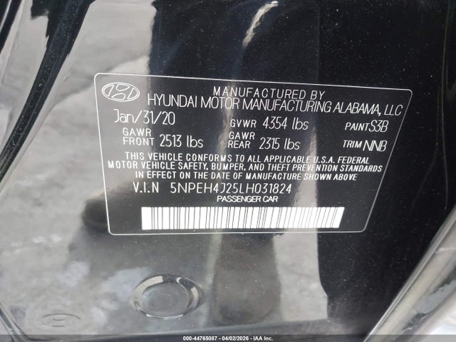 5NPEH4J25LH031824 Hyundai Sonata Limited