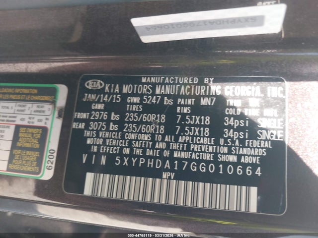 KIA Sorento 2.0t Ex 2016 5XYPHDA17GG010664 Image 9