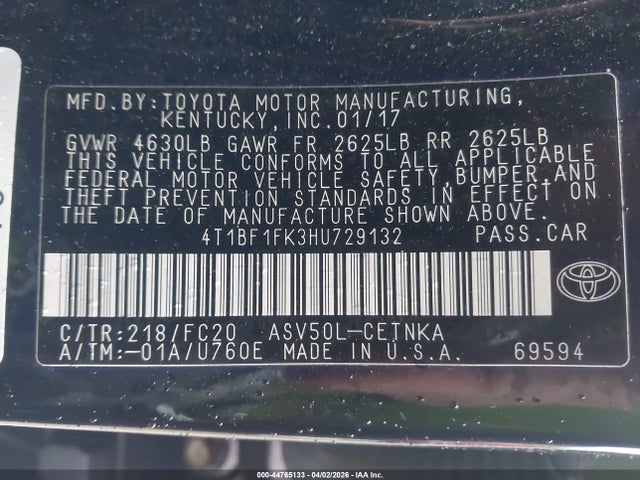 Toyota CAMRY LE 2017 4T1BF1FK3HU729132 Image 9