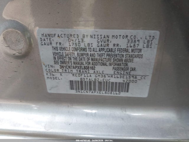 3N1CN7APXEL808162 Nissan Versa 1.6 Sv