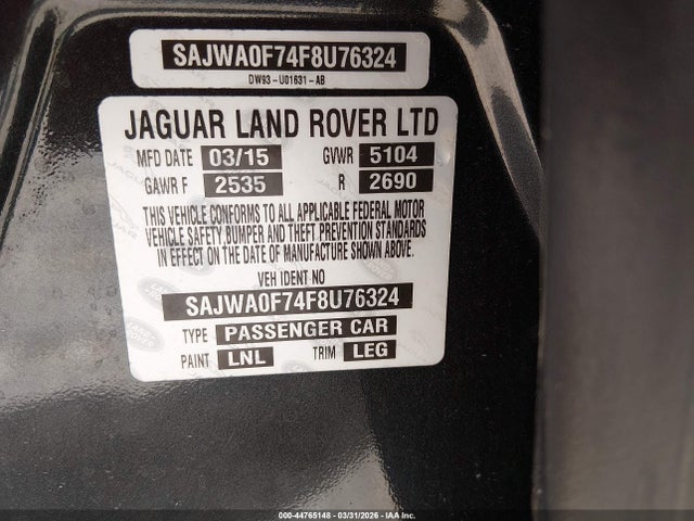 2015 JAGUAR XF SAJWA0F74F8U76324 Photo 8