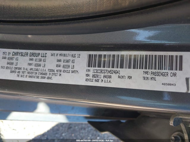 Aukcja sprzedaży 2013 Chrysler 200 Limited, vin: 1C3CCBCG7DN524641, numer aukcji: 44765199