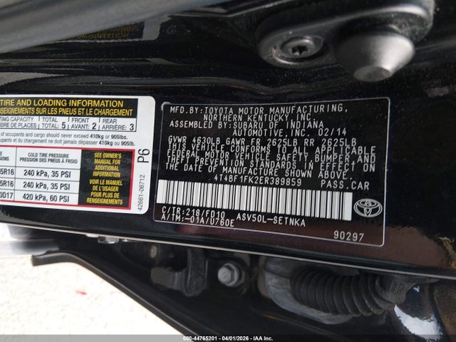 Продажа на аукционе авто 2014 Toyota Camry Le, vin: 4T4BF1FK2ER389859, номер лота: 44765201