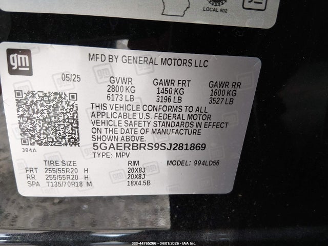 2025 Buick Enclave Sport Touring Fwd მანქანა იყიდება აუქციონზე, vin: 5GAERBRS9SJ281869, აუქციონის ნომერი: 44765266