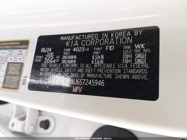 Aukcja sprzedaży 2025 Kia Soul S, vin: KNDJ23AU6S7245946, numer aukcji: 44765276