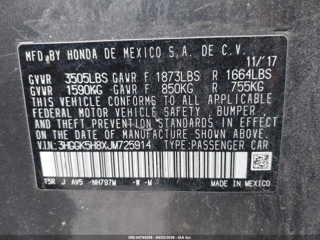 3HGGK5H8XJM725914 Honda FIT EX