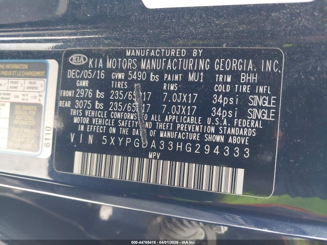 2017 KIA SORENTO 5XYPGDA33HG294333 Photo 8