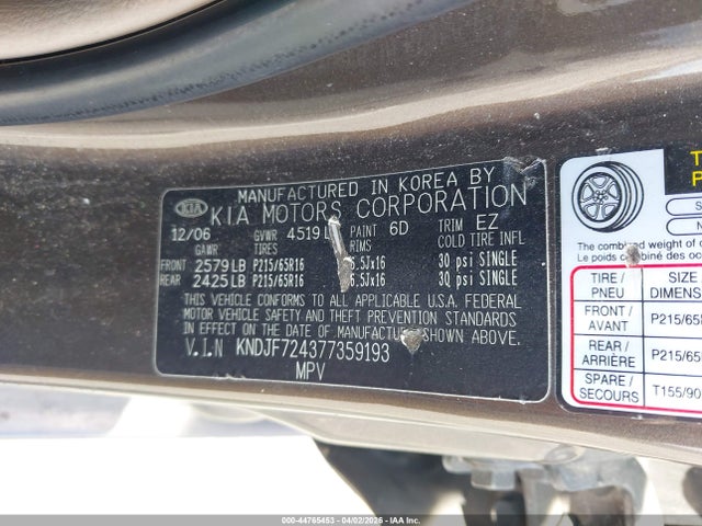 Aukcja sprzedaży 2007 Kia Sportage Lx, vin: KNDJF724377359193, numer aukcji: 44765453