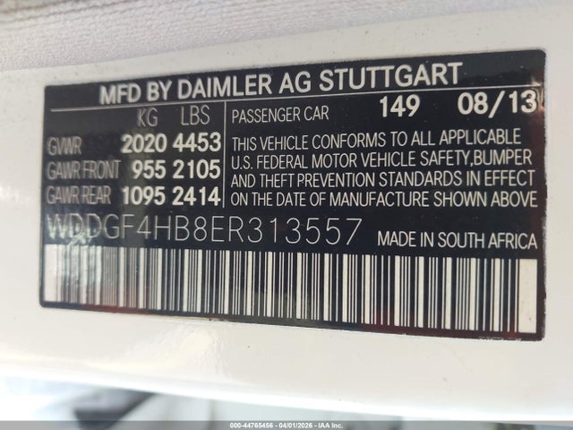 Aukcja sprzedaży 2014 Mercedes-benz C 250 Sport, vin: WDDGF4HB8ER313557, numer aukcji: 44765456