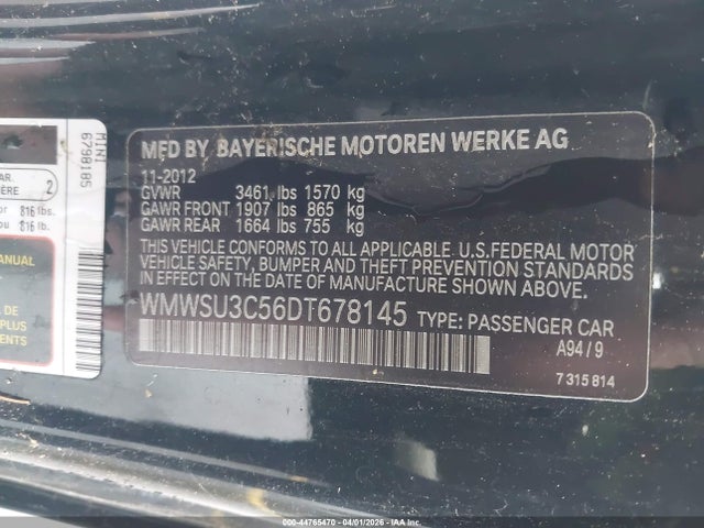 2013 MINI HARDTOP WMWSU3C56DT678145 Photo 8