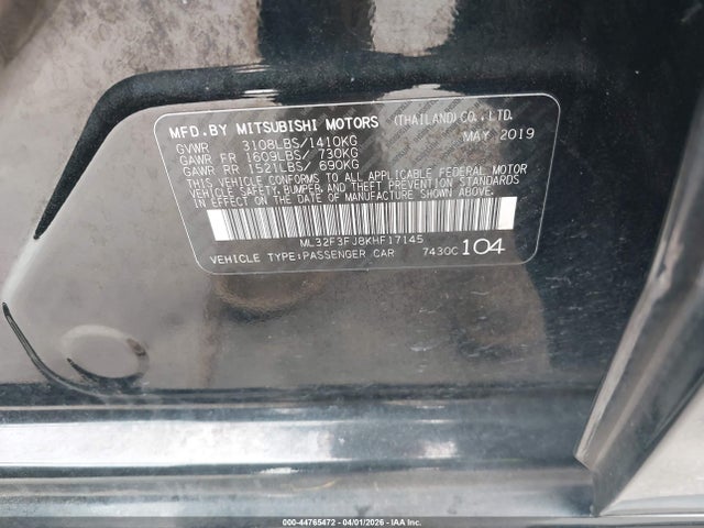 2019 MITSUBISHI MIRAGE G4 ML32F3FJ8KHF17145 Photo 8