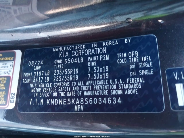 2025 KIA CARNIVAL MPV HYBRID KNDNE5KA8S6034634 Photo 8