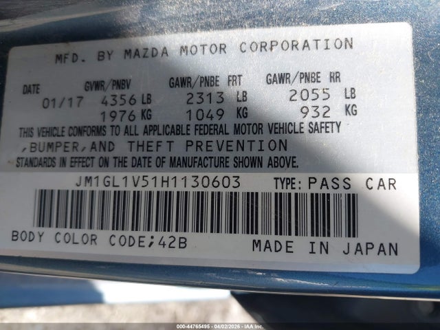JM1GL1V51H1130603 Mazda Mazda6 Touring
