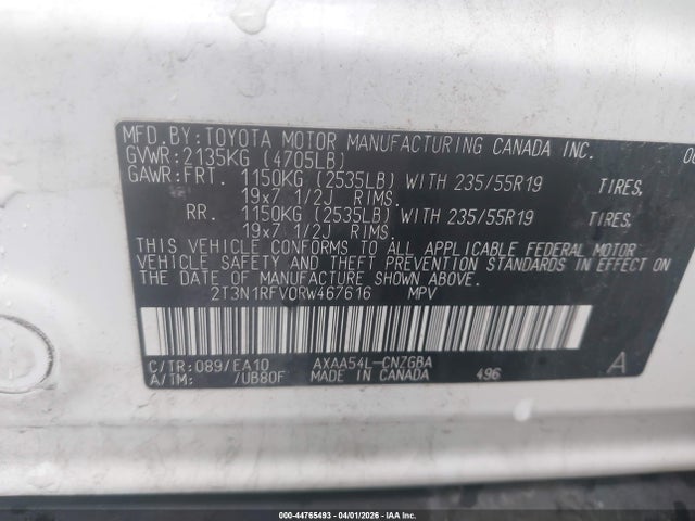 2024 Toyota Rav4 Limited მანქანა იყიდება აუქციონზე, vin: 2T3N1RFV0RW467616, აუქციონის ნომერი: 44765493
