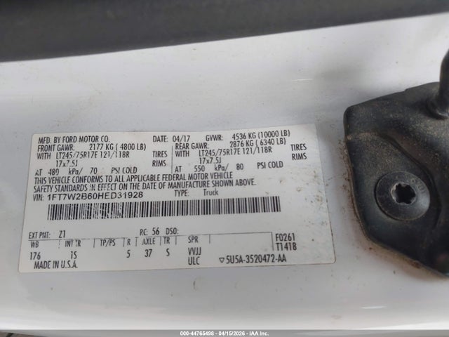 Ford F-250 Xl 2017 1FT7W2B60HED31928 Image 9