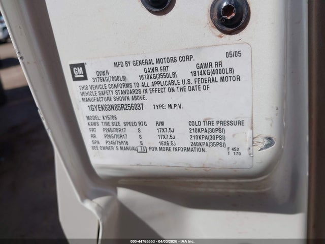 2005 CADILLAC ESCALADE 1GYEK63N85R256037 Photo 8