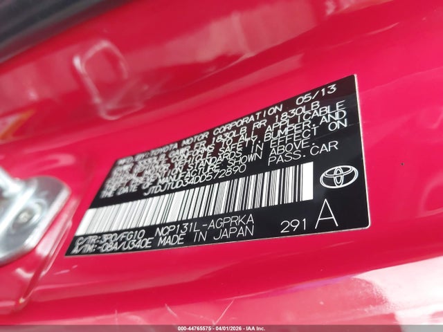Aukcja sprzedaży 2013 Toyota Yaris Le, vin: JTDJTUD34DD572890, numer aukcji: 44765575