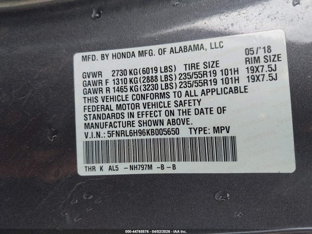 Honda Odyssey Elite 2019 5FNRL6H96KB005650 Image 9