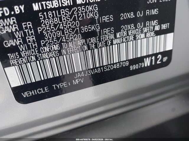 Продаж на аукціоні авто 2025 Mitsubishi Outlander Se 2.5 2wd, vin: JA4J3VA81SZ048709, номер лоту: 44765579