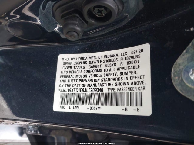 19XFC1F93LE209340 Honda Civic Touring