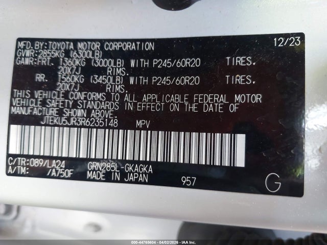 JTEKU5JR3R6235148 Toyota 4runner Limited