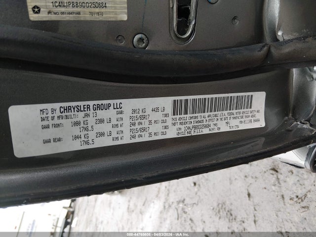 44765608 :رقم المزاد ، 1C4NJPBB9DD250684 vin ، 2013 Jeep Patriot Sport مزاد بيع