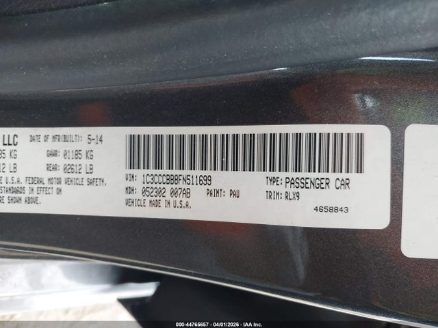 Продажа на аукционе авто 2015 Chrysler 200 S, vin: 1C3CCCBB8FN511699, номер лота: 44765657