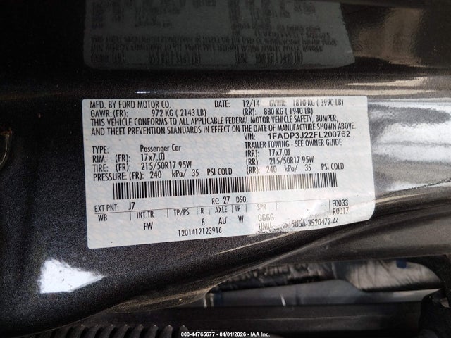 2015 FORD FOCUS 1FADP3J22FL200762 Photo 8