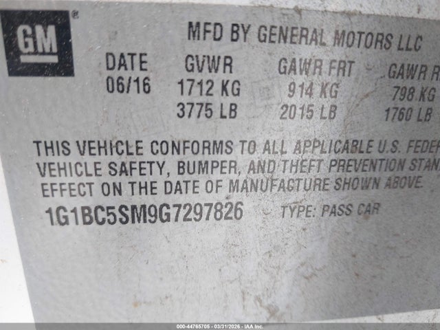 2016 CHEVROLET CRUZE 1G1BC5SM9G7297826 Photo 8