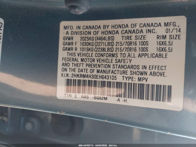 2HKRM4H30EH643105 Honda CR-V LX