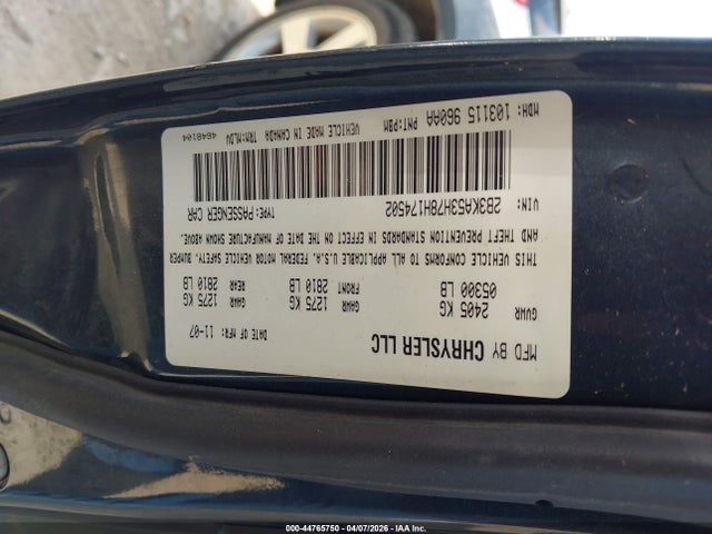 44765750 :رقم المزاد ، 2B3KA53H78H174502 vin ، 2008 Dodge Charger R/t مزاد بيع