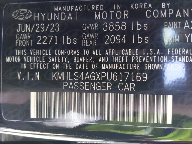 Aukcja sprzedaży 2023 Hyundai Elantra Sel, vin: KMHLS4AGXPU617169, numer aukcji: 44765779