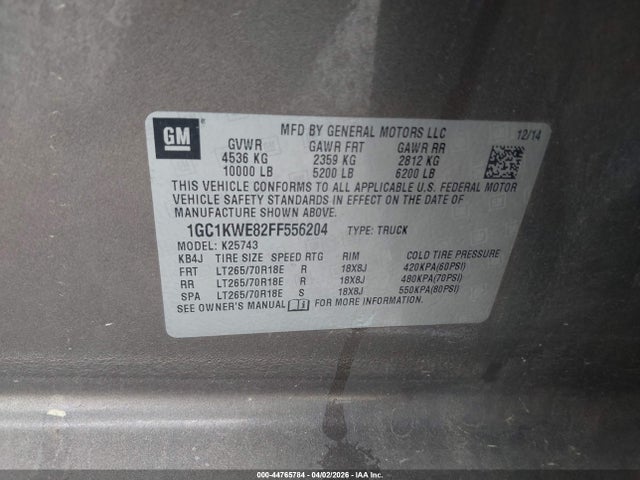 1GC1KWE82FF556204 Chevrolet Silverado 2500hd Ltz