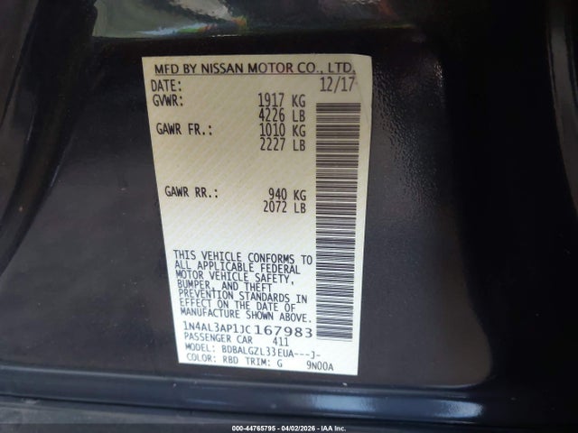 Nissan Altima 2.5 S 2018 1N4AL3AP1JC167983 Image 9