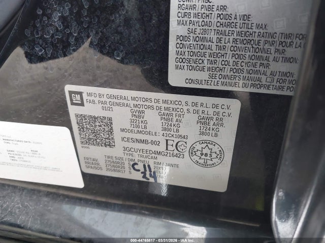 3GCUYEED4MG216423 Chevrolet Silverado 1500 Rst