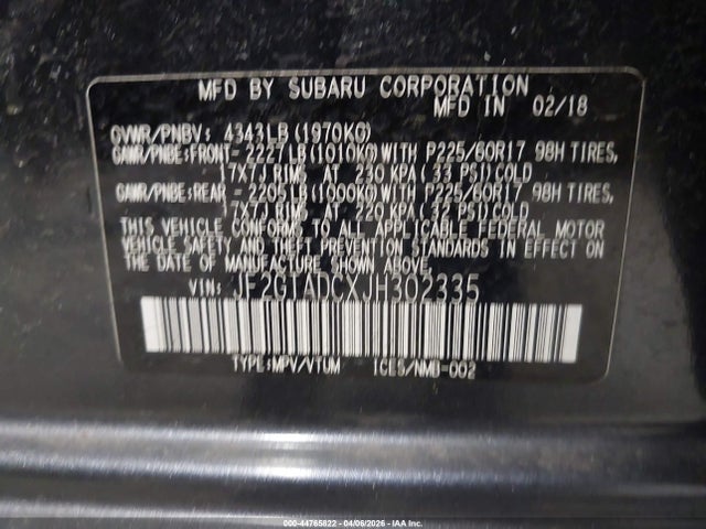 2018 SUBARU CROSSTREK JF2GTADCXJH302335 Photo 8