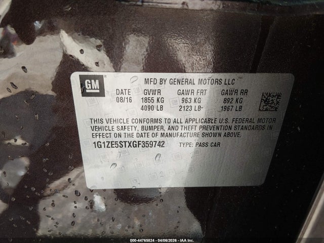 1G1ZE5STXGF359742 Chevrolet MALIBU 1LT