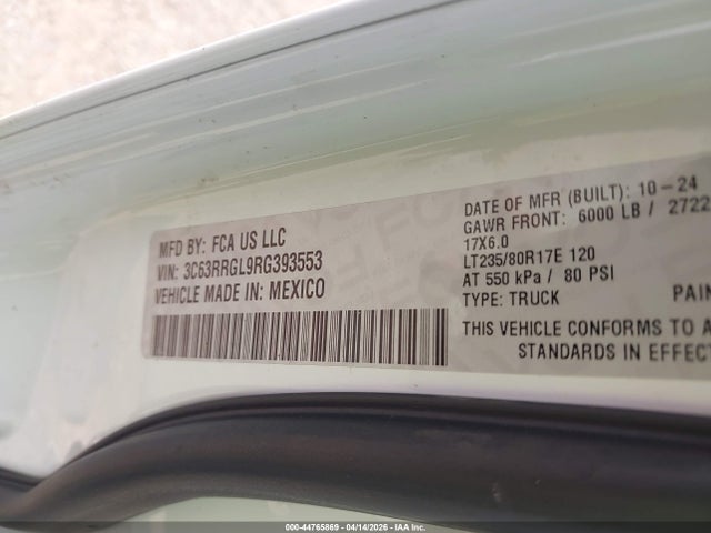 Продаж на аукціоні авто 2024 Ram 3500, vin: 3C63RRGL9RG393553, номер лоту: 44765869