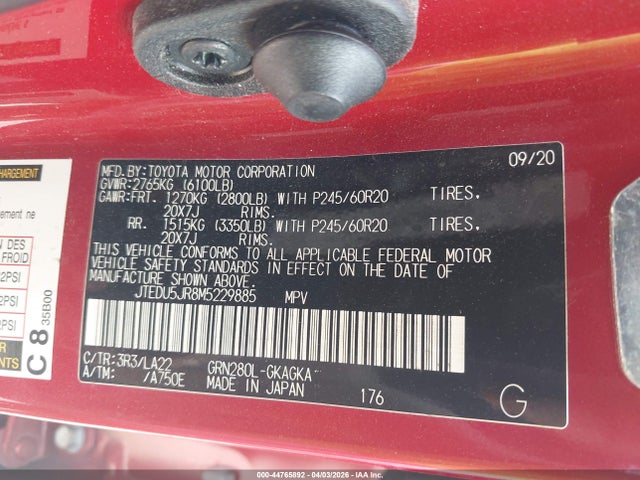 Продаж на аукціоні авто 2021 Toyota 4runner Limited, vin: JTEDU5JR8M5229885, номер лоту: 44765892