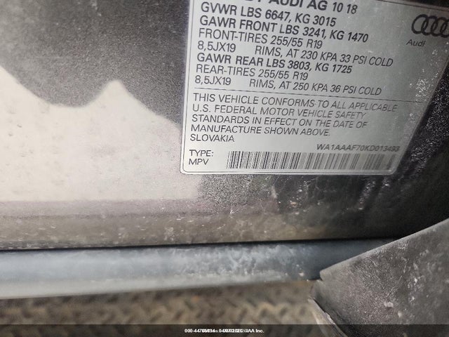 2019 AUDI Q7 WA1AAAF70KD013493 Photo 8