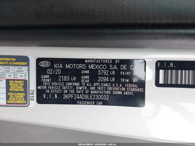 Продаж на аукціоні авто 2020 Kia Forte Lxs, vin: 3KPF24AD9LE230032, номер лоту: 44765910