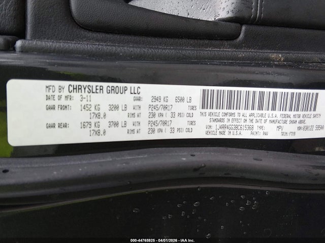 2011 JEEP GRAND CHEROKEE 1J4RR4GG3BC615368 Photo 8