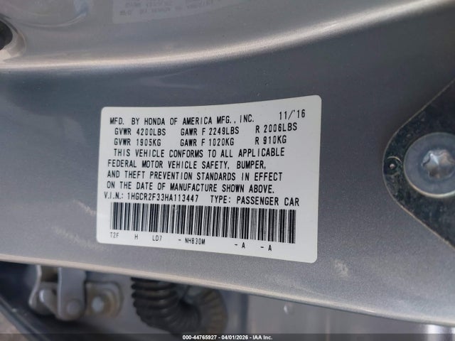 1HGCR2F33HA113447 Honda ACCORD LX