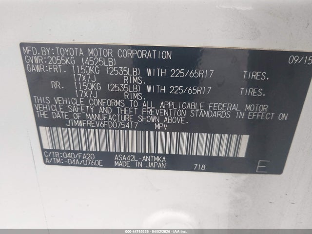 2015 TOYOTA RAV4 JTMWFREV6FD075417 Photo 8