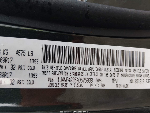 Продажа на аукционе авто 2010 Jeep Patriot Limited, vin: 1J4NF4GB5AD575038, номер лота: 44765976