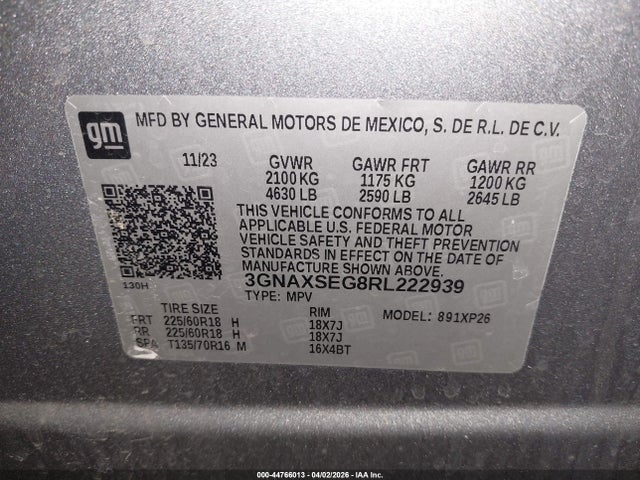 Продаж на аукціоні авто 2024 Chevrolet Equinox Awd Ls, vin: 3GNAXSEG8RL222939, номер лоту: 44766013